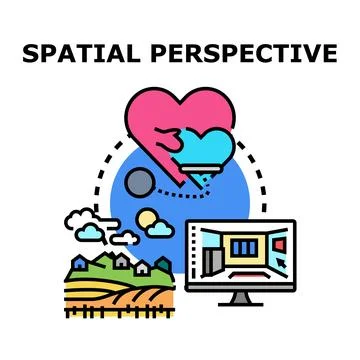 Spatial perspective concept visualizing environment and virtual reality con.. Ilustración de archivo