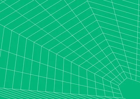 Spatial perspective grid tunnel geometric wireframe vector background green Stock Illustration