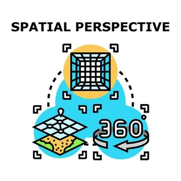Spatial perspective visualization exploring virtual 3d environment Stock Illustration
