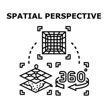 Spatial perspective visualization exploring virtual 3d environment Stockillustratie