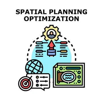 Spatial planning optimization process for geographic data analysis Stock Illustration