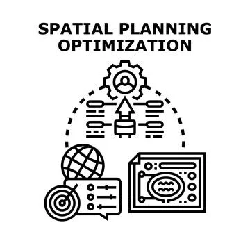 Spatial planning optimization process for geographic data analysis Stock Illustration