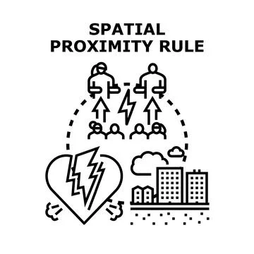 Spatial proximity rule influencing relationships and distance Stock Illustration