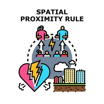 Spatial proximity rule influencing relationships and distance Stock Illustration