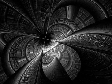 Spatial shapes and lines. Symbolizes the eternal movement of time and space. Stock Illustration