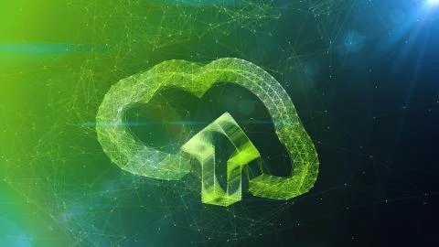 A spatialism art 3d illustration of a cloud software sign turning slowly asid Illustrazione stock