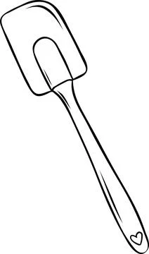 Spatula, bakery and baking accessories, doodle and sketch style, Black and .. Illustration