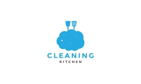 Spatula with blue foam logo vector icon illustration design Illustration