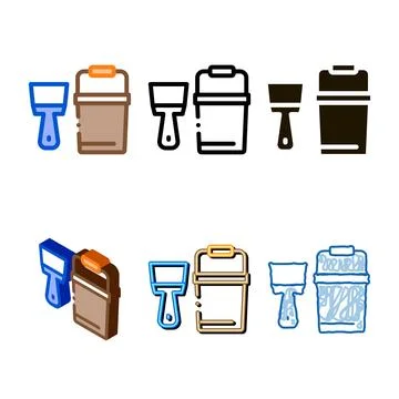 Spatula bucket icon vector looks outline Stock Illustration
