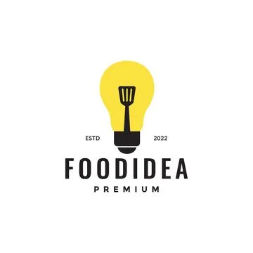 Spatula cooking with lamp light idea logo design vector graphic symbol icon.. Stock Illustration