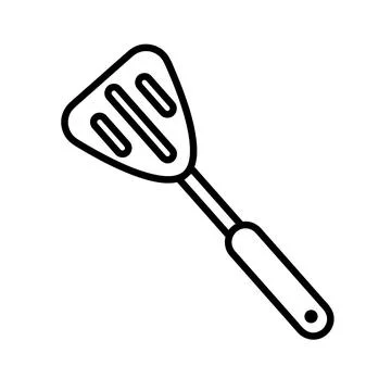 Spatula flat icon. Pictogram for web. Line stroke. Isolated on white backgrou Stock Illustration