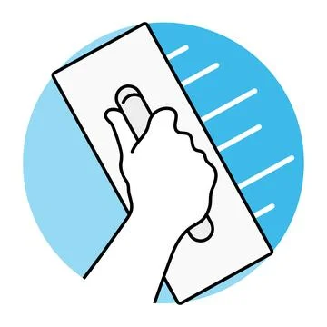 Spatula in hand applying plaster round banner design Stock Illustration