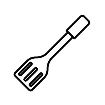 Spatula linear logo mark in black and white Stock Illustration