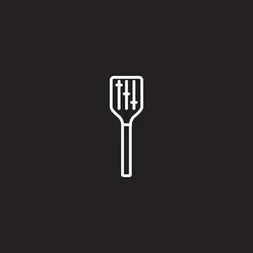 Spatula with music controller logo symbol icon vector graphic design illust.. Illustrazione stock