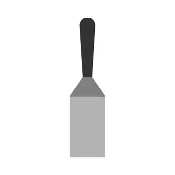Spatula symbol top view vector icon. Handle flat steel professional utensil p Stock Illustration