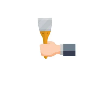 Spatula for wall repairs. Construction tools in hand. Stock Illustration