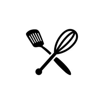 Spatula &amp; Whisk Icon In Flat Style Vector For Apps, UI, Websites. Black Icon Illustrazione stock