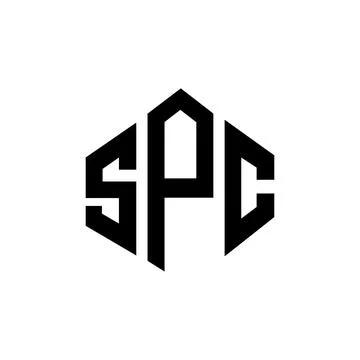 SPC letter logo design with polygon shape. SPC polygon and cube shape logo .. Stock Illustration