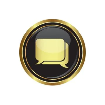 Speach bubble on round black gold Illustrazione stock