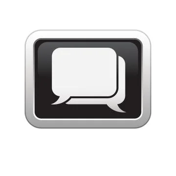 Speach bubbles icon on black silver button Stock Illustration