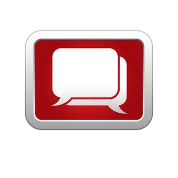Speach icon on red silver button Stock Illustration