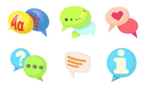 Speak bubble icon set, cartoon style Illustrazione stock