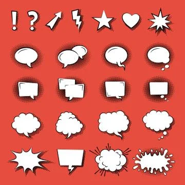 Speak Bubble icons flat vector illustration on red background Stock Illustration