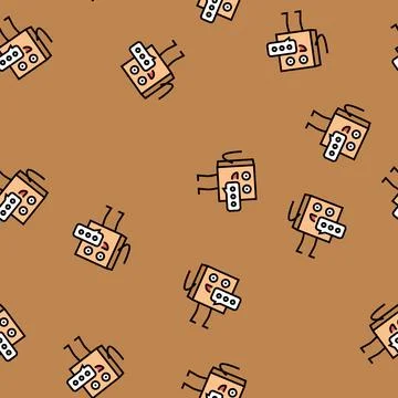 Speak cardboard box character vector seamless pattern Illustration