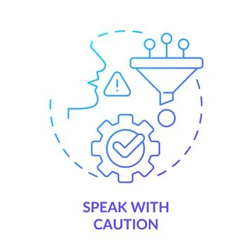 Speak with caution blue gradient concept icon イラスト素材
