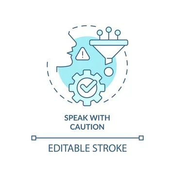 Speak with caution turquoise concept icon 스톡 일러스트