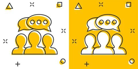 Speak chat sign icon in comic style. Bubble dialog vector cartoon illustratio Illustrazione stock