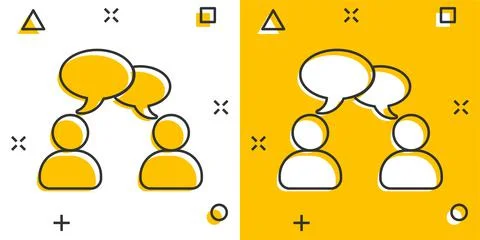 Speak chat sign icon in comic style. Bubble dialog vector cartoon illustratio Illustrazione stock