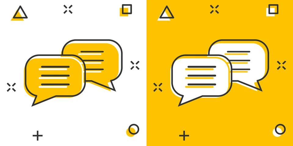 Speak chat sign icon in comic style. Speech bubbles cartoon vector illustrati 스톡 일러스트