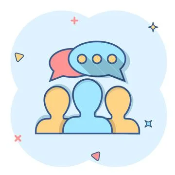 Speak chat sign icon in comic style. Bubble dialog vector cartoon illustratio イラスト素材