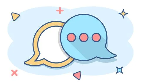 Speak chat sign icon in comic style. Speech bubbles vector cartoon illustrati 스톡 일러스트