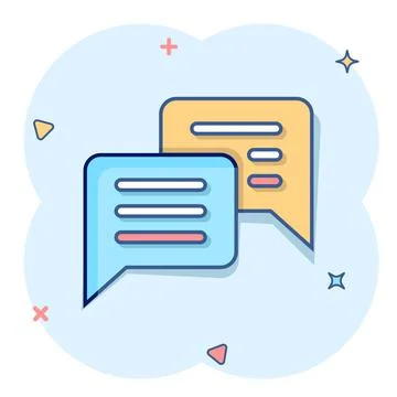 Speak chat sign icon in comic style. Speech bubbles cartoon vector illustrati 스톡 일러스트