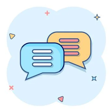 Speak chat sign icon in comic style. Speech bubbles cartoon vector illustrati 스톡 일러스트