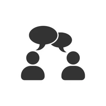 Speak chat sign icon in flat style. Bubble dialog vector illustration on whit Illustrazione stock