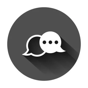 Speak chat sign icon in flat style. Speech bubbles vector illustration on bla Stock Illustration