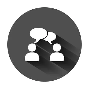 Speak chat sign icon in flat style. Bubble dialog vector illustration on blac イラスト素材