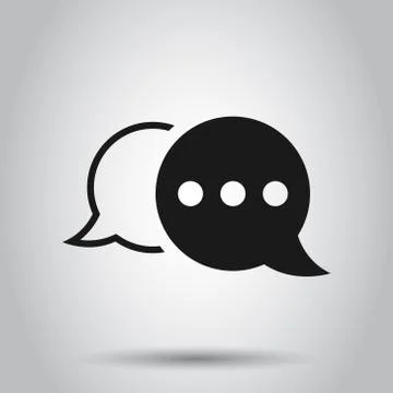 Speak chat sign icon in flat style. Speech bubbles vector illustration on iso Stock Illustration