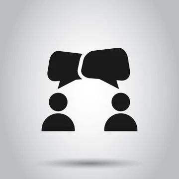 Speak chat sign icon in flat style. Bubble dialog vector illustration on isol Illustrazione stock