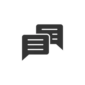 Speak chat sign icon in flat style. Speech bubbles vector illustration on whi Stock Illustration