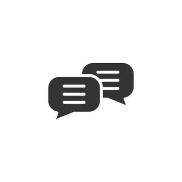 Speak chat sign icon in flat style. Speech bubbles vector illustration on whi Illustrazione stock