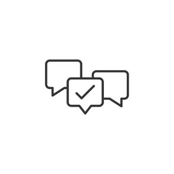 Speak chat sign icon in flat style. Speech bubble with check mark vector illu Stock Illustration