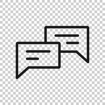 Speak chat sign icon in flat style. Speech bubbles vector illustration on whi Illustrazione stock