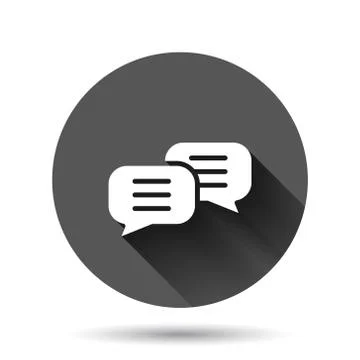 Speak chat sign icon in flat style. Speech bubbles vector illustration on bla Stock Illustration