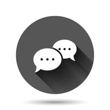 Speak chat sign icon in flat style. Speech bubbles vector illustration on bla Illustrazione stock
