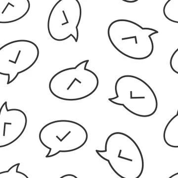Speak chat sign icon in flat style. Speech bubble with check mark vector illu Illustrazione stock