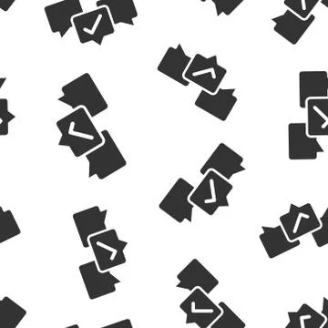 Speak chat sign icon in flat style. Speech bubble with check mark vector illu イラスト素材